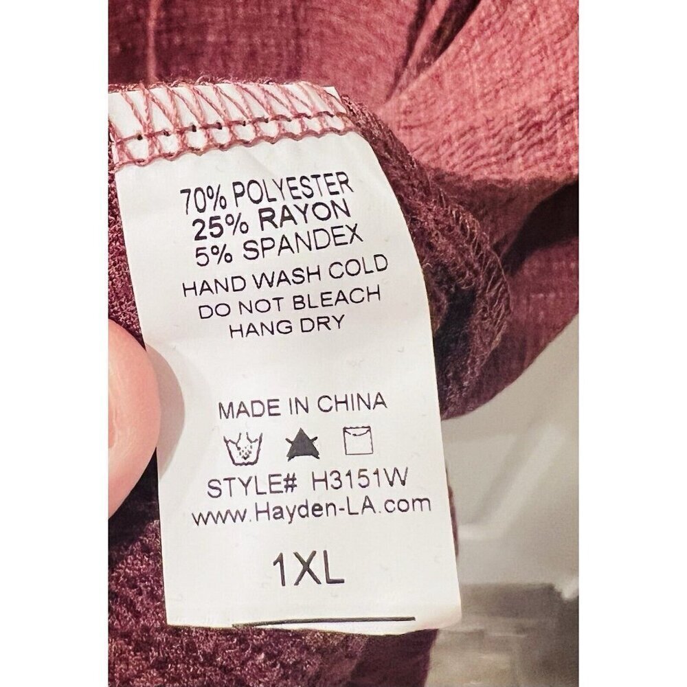Hayden LA Crimson Red Tunic Dress 3/4 Sleeves Mid Length Plus Size 1XL A-Line - Picture 5 of 5